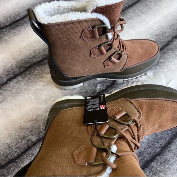 Sorel Tivoli IV Velvet Tan Olive Green Fur Lined Lace Up Boots - Picture 6 of 9